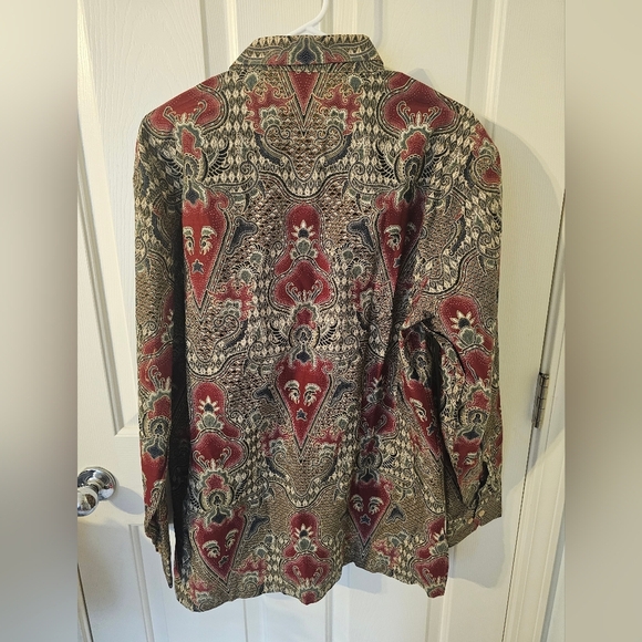 Batik Keris NWT Indonesia Button Front Dress Shirt Cotton Size 17 - Picture 5 of 6